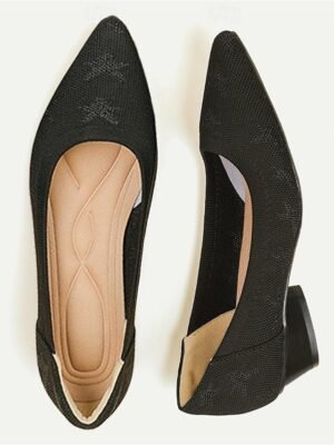 Classic Plus Size Leopard Pointed Toe Sculptural Heel Knit Loafers - Image 14