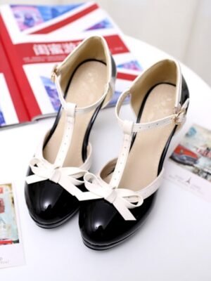 Classic Retro Patent Leather T-Strap High Heels - Image 3