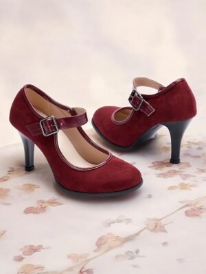 Classic Suede High Heel Mary Jane Shoes - Image 1