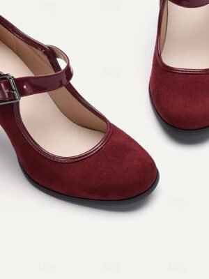 Classic Suede High Heel Mary Jane Shoes - Image 5