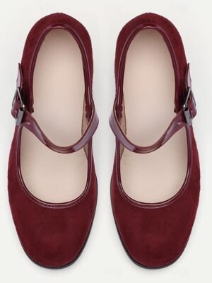 Classic Suede High Heel Mary Jane Shoes - Image 6