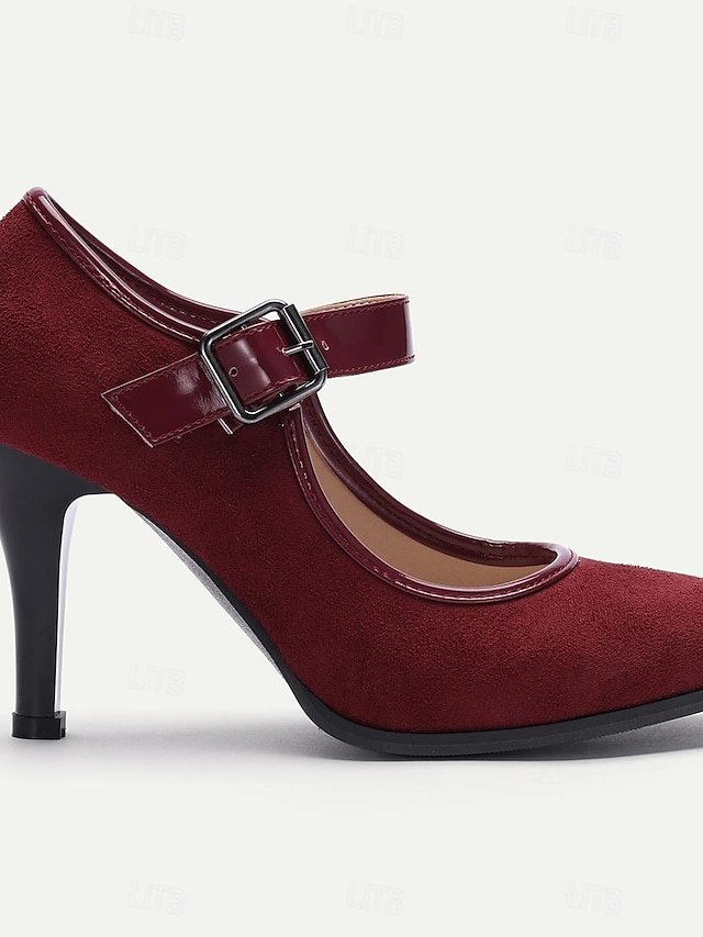 Classic Suede High Heel Mary Jane Shoes - Image 7