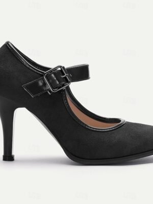Classic Suede High Heel Mary Jane Shoes - Image 8