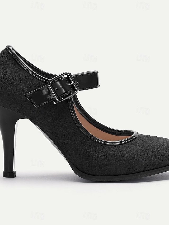 Classic Suede High Heel Mary Jane Shoes - Image 8