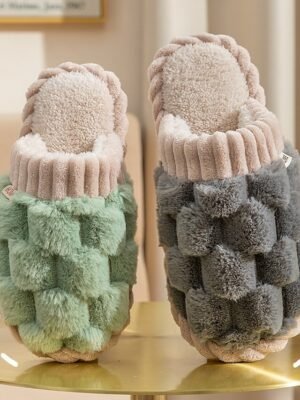 Cosy Fuzzy Knitted Upper Plush Lining Winter Slippers - Image 11