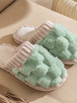Cosy Fuzzy Knitted Upper Plush Lining Winter Slippers - Image 16