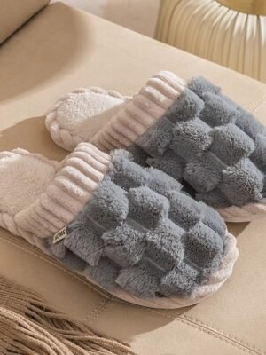 Cosy Fuzzy Knitted Upper Plush Lining Winter Slippers - Image 18