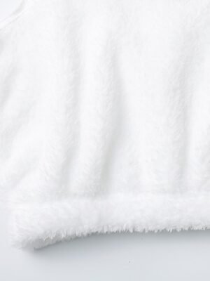 Cosy Relaxed Fluffy Hooded Long Sleeve Shorts Pajama Set - Image 3