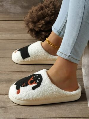 Cozy Embroidered Dachshund Fleece Lined Slippers - Image 11
