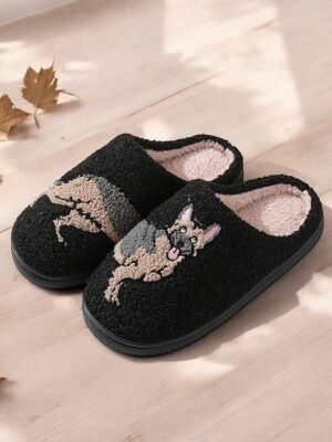 Cozy Embroidered Dachshund Fleece Lined Slippers - Image 16