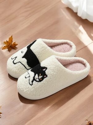 Cozy Embroidered Dachshund Fleece Lined Slippers - Image 17