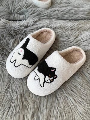 Cozy Embroidered Dachshund Fleece Lined Slippers - Image 18