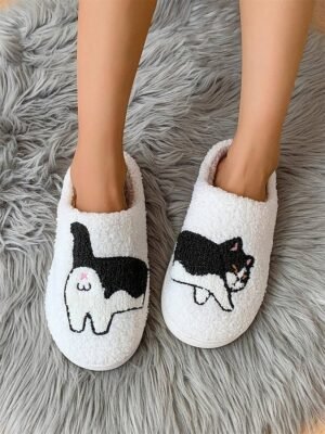 Cozy Embroidered Dachshund Fleece Lined Slippers - Image 19