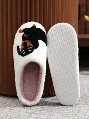 Cozy Embroidered Dachshund Fleece Lined Slippers - Image 2