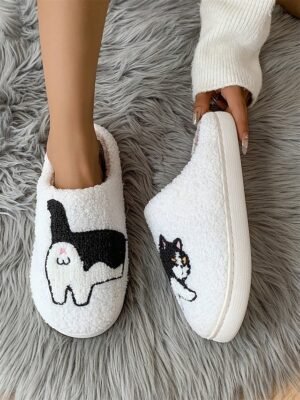 Cozy Embroidered Dachshund Fleece Lined Slippers - Image 20