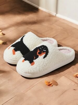 Cozy Embroidered Dachshund Fleece Lined Slippers - Image 3
