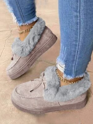 Cozy Fur-Lined Suede Moccasin Slip-On Winter Loafers - Image 1