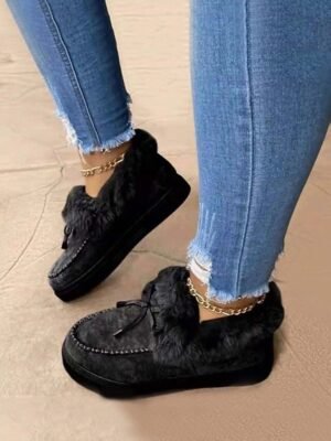 Cozy Fur-Lined Suede Moccasin Slip-On Winter Loafers - Image 4