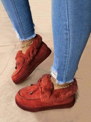 Cozy Fur-Lined Suede Moccasin Slip-On Winter Loafers - Image 8