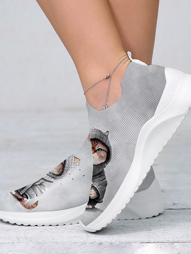 Cute Cat Print Slip-On Sneakers - Image 2