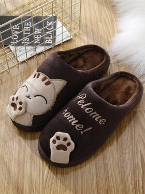 Cute Plush Cat Welcome Home Indoor Slippers - Image 10
