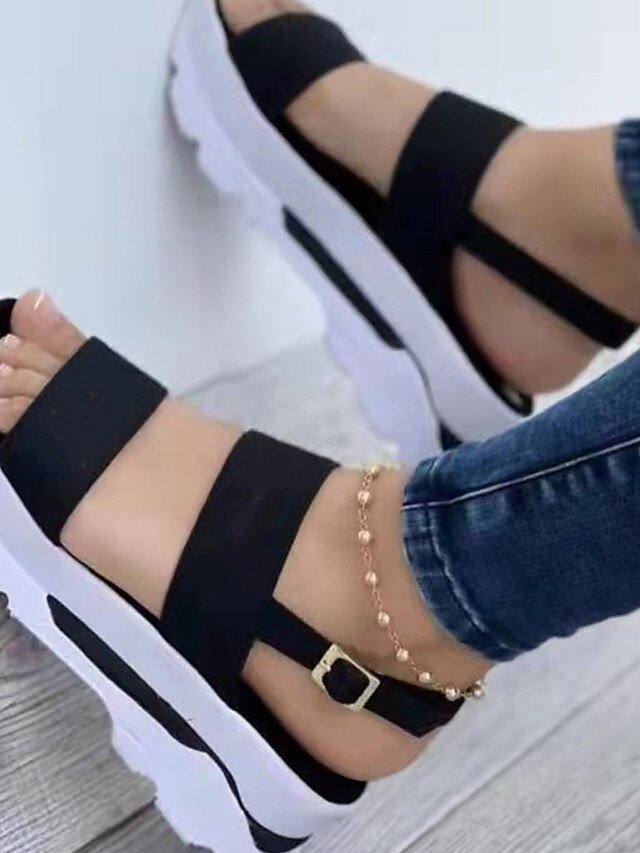 Elegant Adjustable Strap White Platform Open-Toe Sandals - Image 2