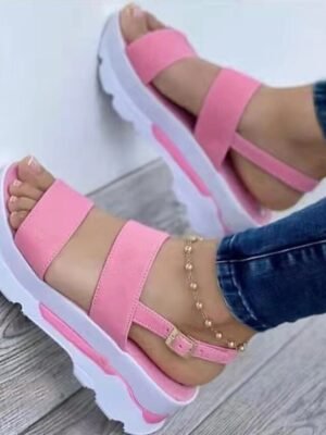 Elegant Adjustable Strap White Platform Open-Toe Sandals - Image 4