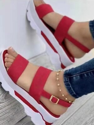 Elegant Adjustable Strap White Platform Open-Toe Sandals - Image 5