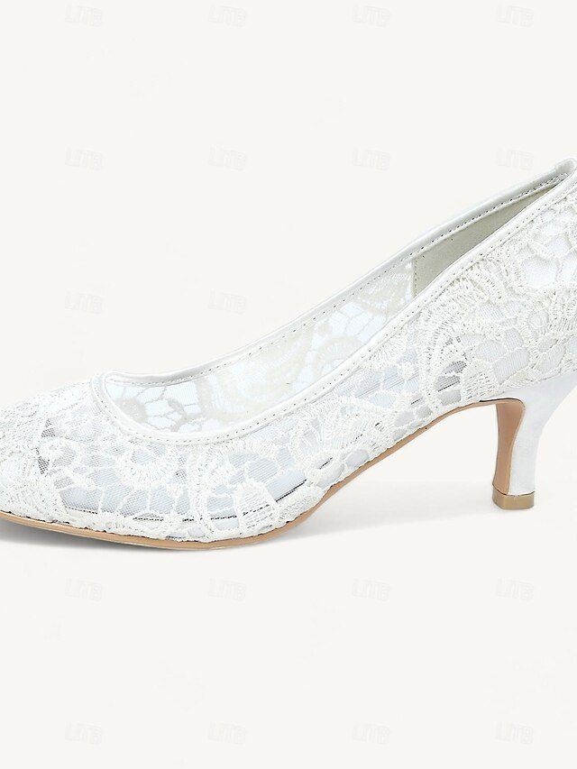 Elegant Black Lace Pointed Toe Kitten Heel Pumps - Image 4