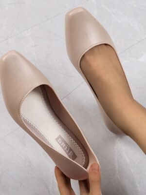 Elegant Black Low Heel Round Toe Slip-On Pumps - Image 12