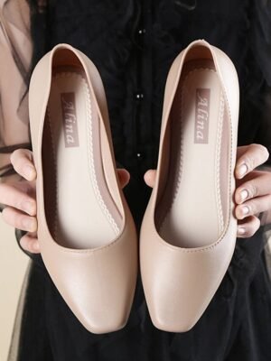 Elegant Black Low Heel Round Toe Slip-On Pumps - Image 13
