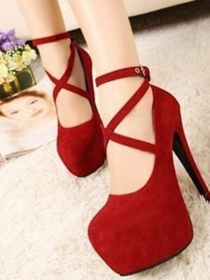 Elegant Black Platform Ankle Strap High Heel Pumps - Image 3