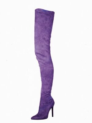Elegant Black Pointed Toe Thigh-High Stiletto Heeled Boots - Image 10