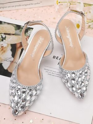 Elegant Blue Rhinestone Slingback Heels - Image 2