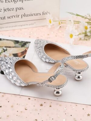 Elegant Blue Rhinestone Slingback Heels - Image 4