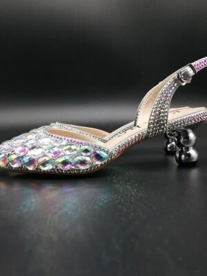Elegant Blue Rhinestone Slingback Heels - Image 9