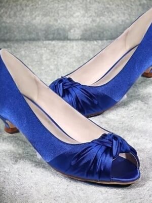 Elegant Blush Pink Satin Peep-Toe Kitten Heels - Image 10