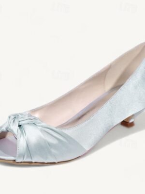 Elegant Blush Pink Satin Peep-Toe Kitten Heels - Image 11