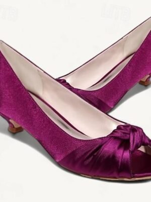 Elegant Blush Pink Satin Peep-Toe Kitten Heels - Image 12