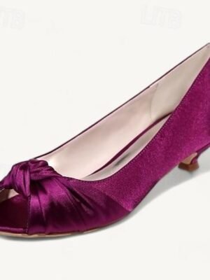 Elegant Blush Pink Satin Peep-Toe Kitten Heels - Image 13