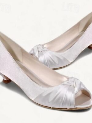 Elegant Blush Pink Satin Peep-Toe Kitten Heels - Image 8