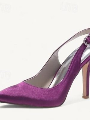 Elegant Bridal Slingback Buckle Stiletto Satin Pumps - Image 1