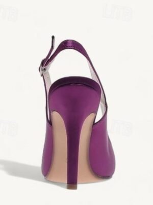 Elegant Bridal Slingback Buckle Stiletto Satin Pumps - Image 5