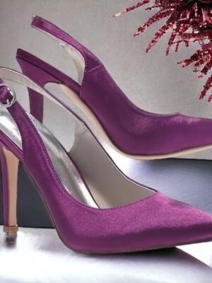 Elegant Bridal Slingback Buckle Stiletto Satin Pumps - Image 6
