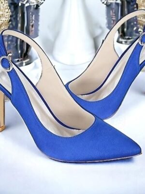 Elegant Bridal Slingback Buckle Stiletto Satin Pumps - Image 8