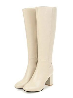 Elegant Brown Knee-High Boots with Side Zipper - Image 4