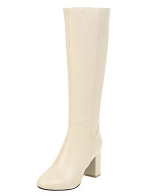 Elegant Brown Knee-High Boots with Side Zipper - Image 5