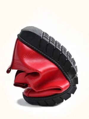 Elegant Casual Flat Heel Round Toe PU Lace-Up Sneakers - Image 2
