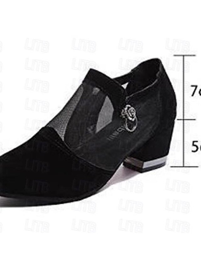 Elegant Chunky Heel Mesh Panel Pointed Toe Dress Shoes - Image 2