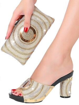 Elegant Chunky Rhinestone Platform Peep-Toe Heels - Image 10